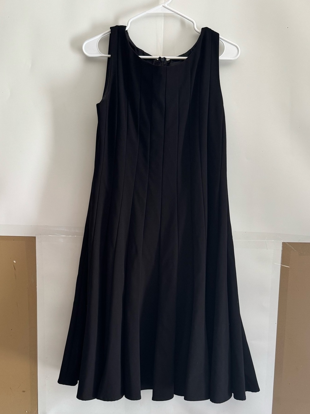 R&M Richards Black Sleeveless Pleated A-Line Dress